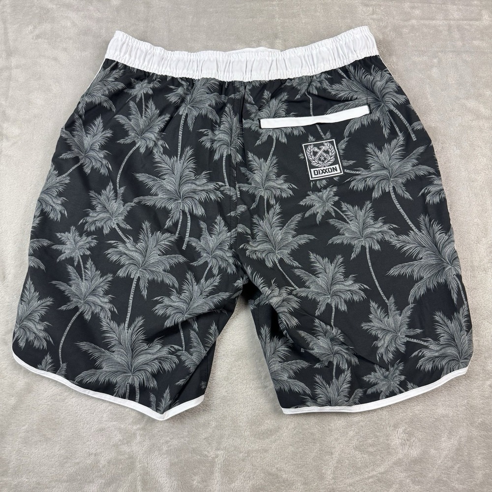 New Dixxon Athletic Shorts Mens Small Black Palm Trees Drawstring Waist Stretch - Picture 9 of 9